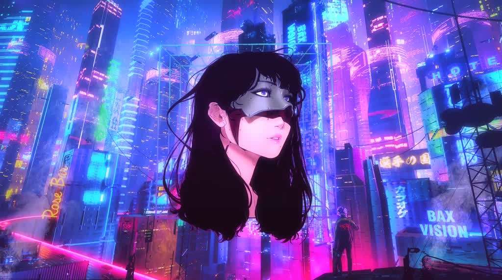 Cyberpunk Girl Head Live Wallpaper