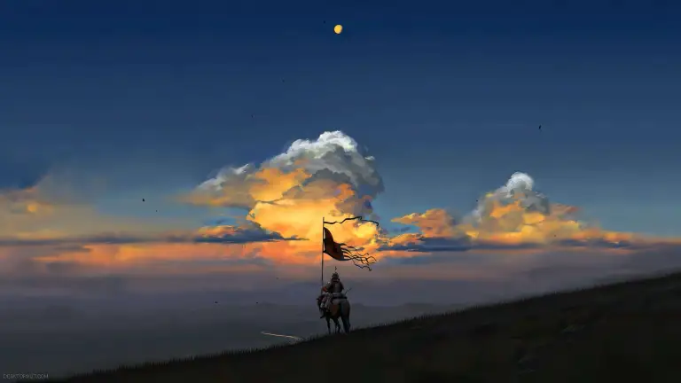 Lone Rider at Sunset