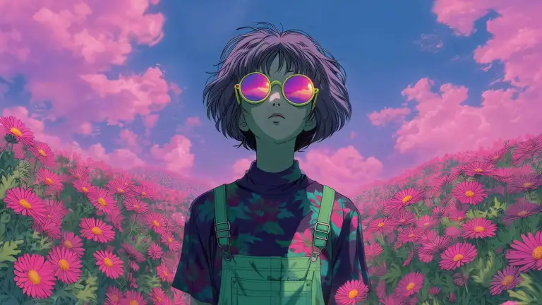 Pink Flower Field Scene Live Wallpaper