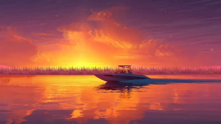 Speedboat Sunset Cruise Live Wallpaper