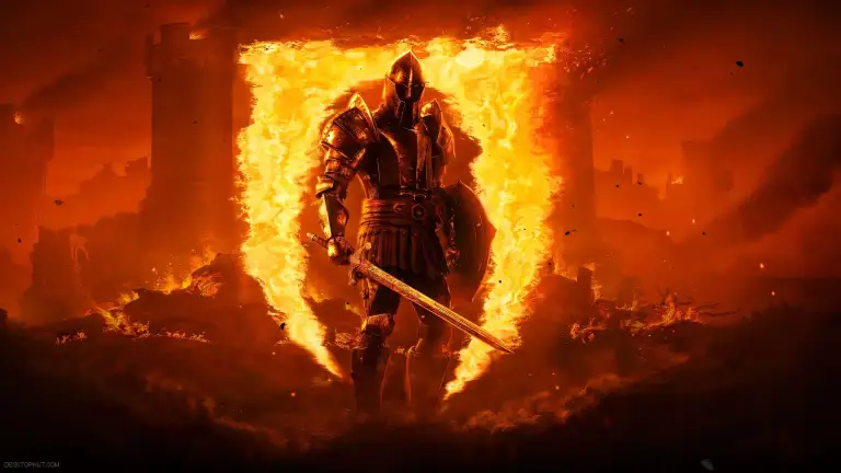 Knight in Flames Live Wallpaper