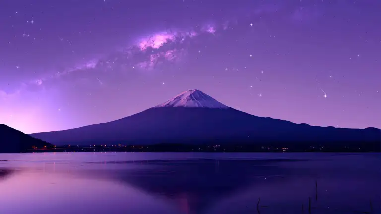 Purple Fuji Night Stars Live Wallpaper
