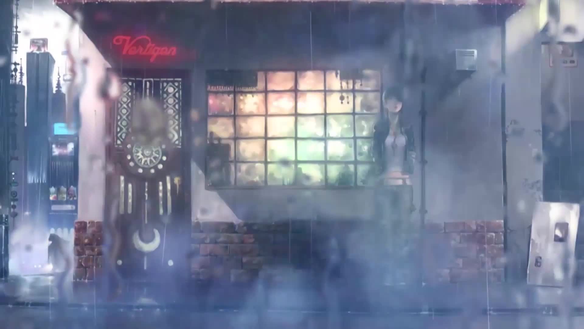 Anime Girl in the Rain 60fps Live Wallpaper