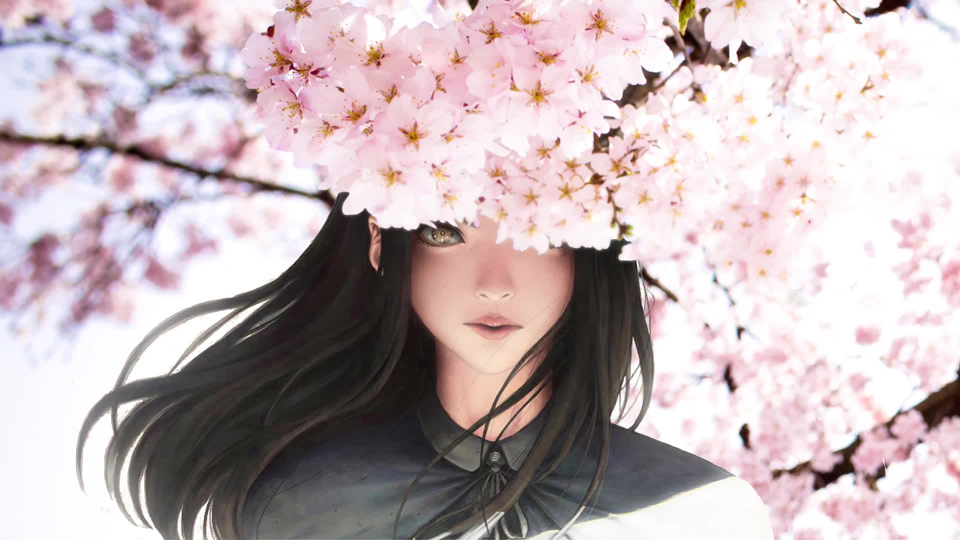 Blossom and Anime Girl Live Wallpaper