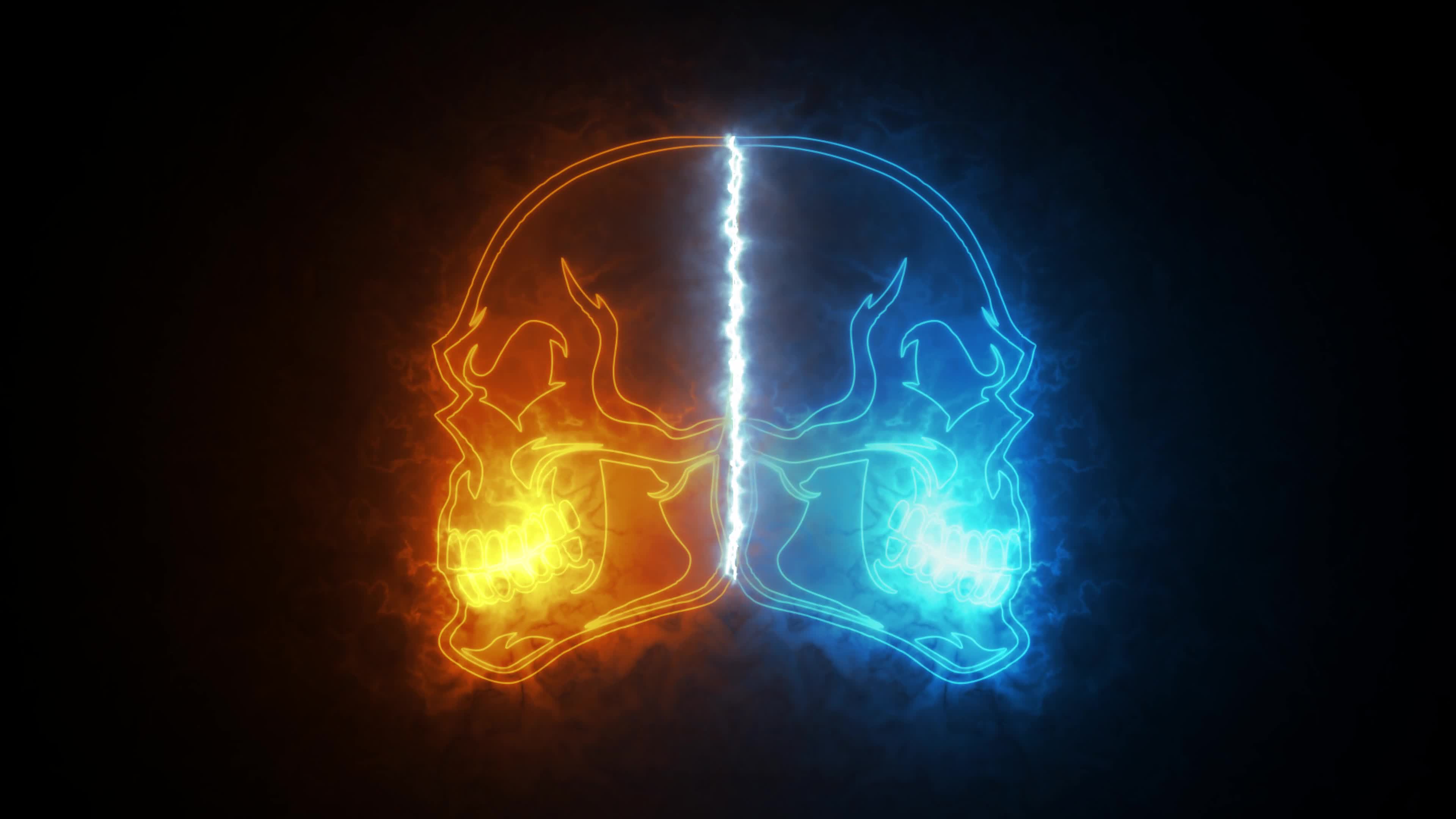 Fire And Ice Skulls 4K Live Wallpaper