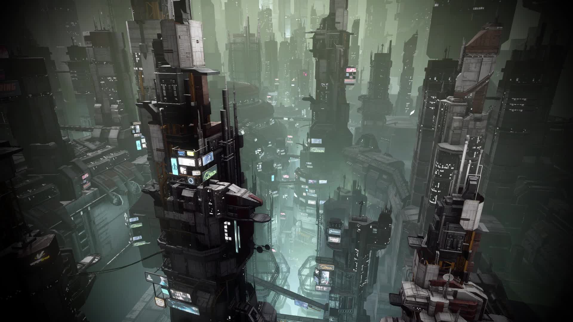 Star Citizen Area 18 Penthouse View Live Wallpaper