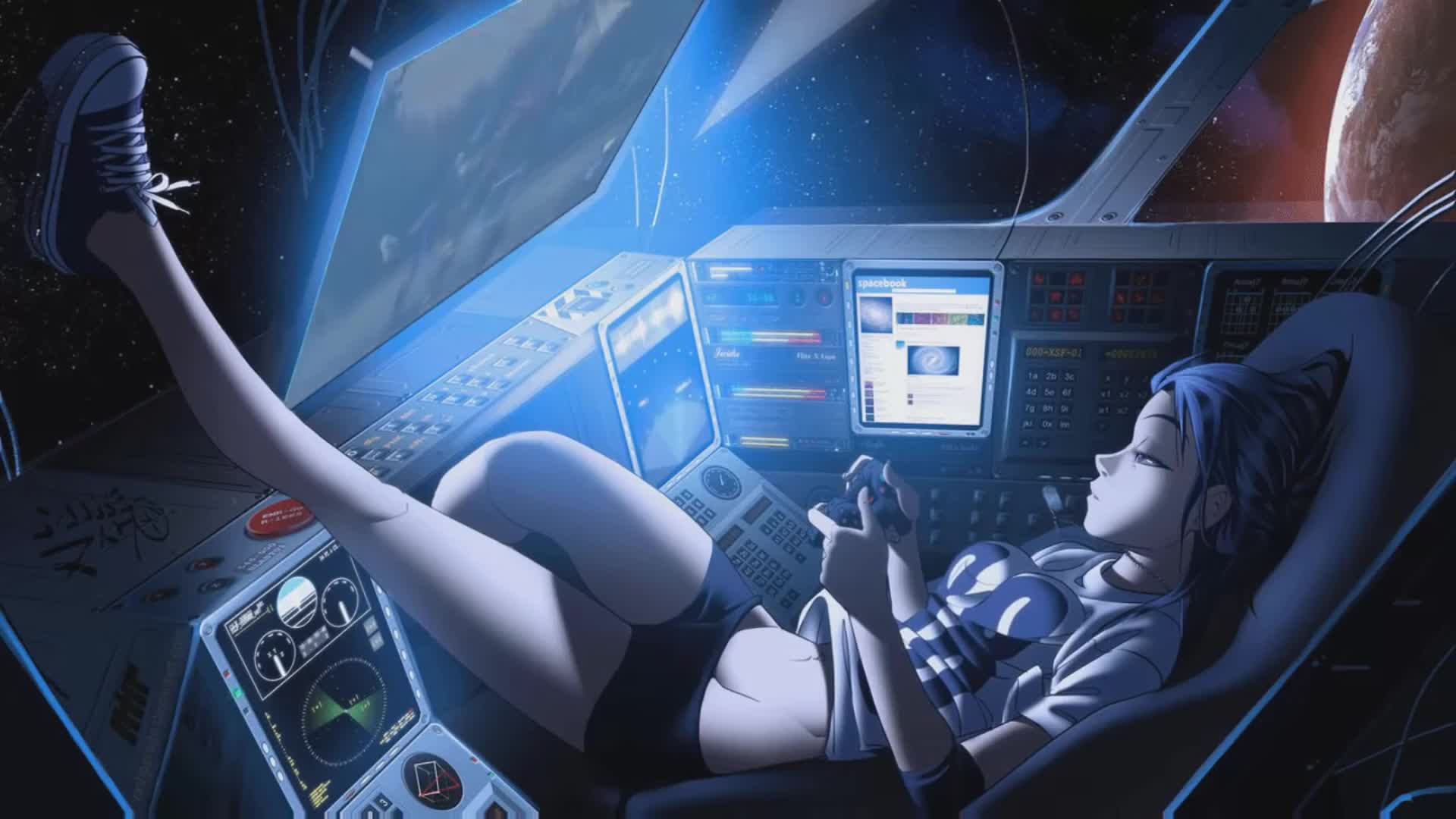 Space Gaming Girl Anime Live Wallpaper