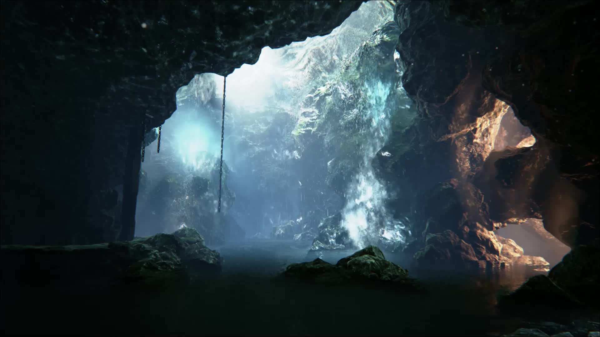 Waterfall In Cave Live Wallpaper