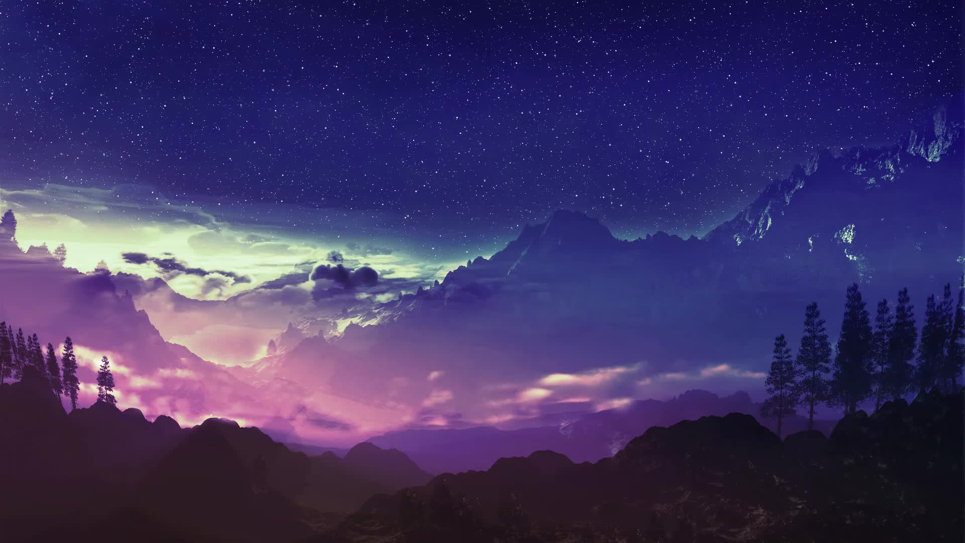 Mountain With Stars Nature Live Wallpaper