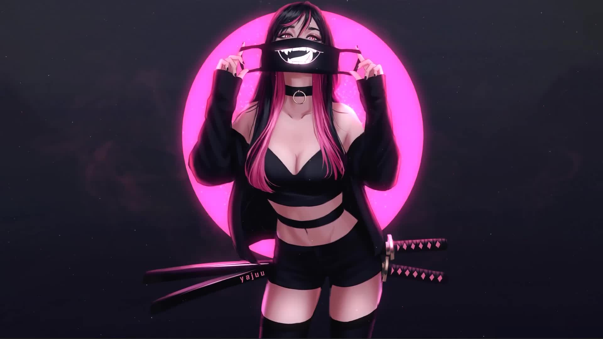 Wear Your Mask - Katana Pinky Girl Live Wallpaper