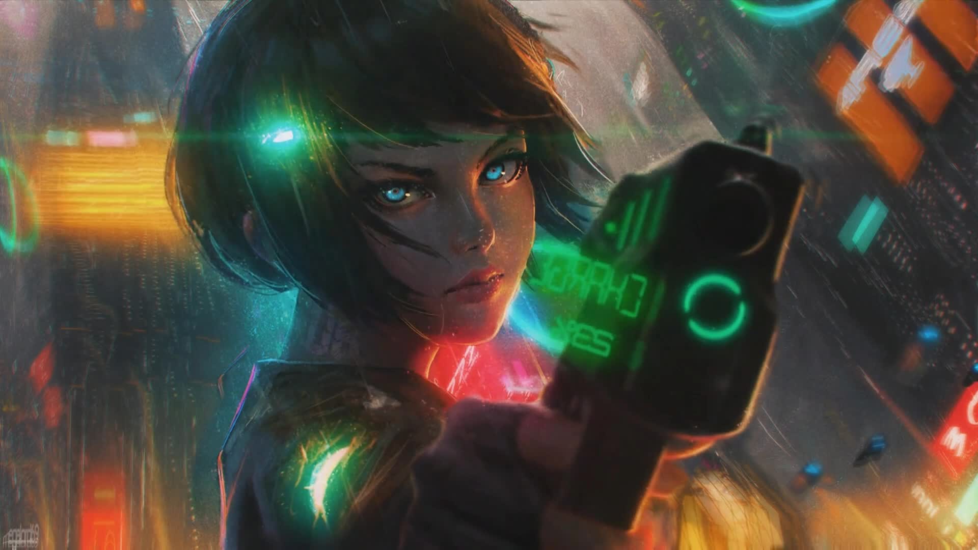 Arrest Cyberpunk Anime Girl Live Wallpaper