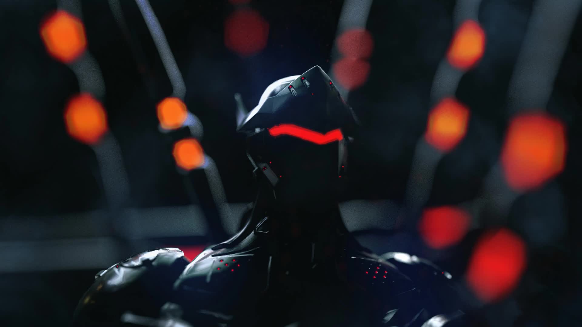 Genji  Overwatch  Neon  Lights  Live  Wallpaper