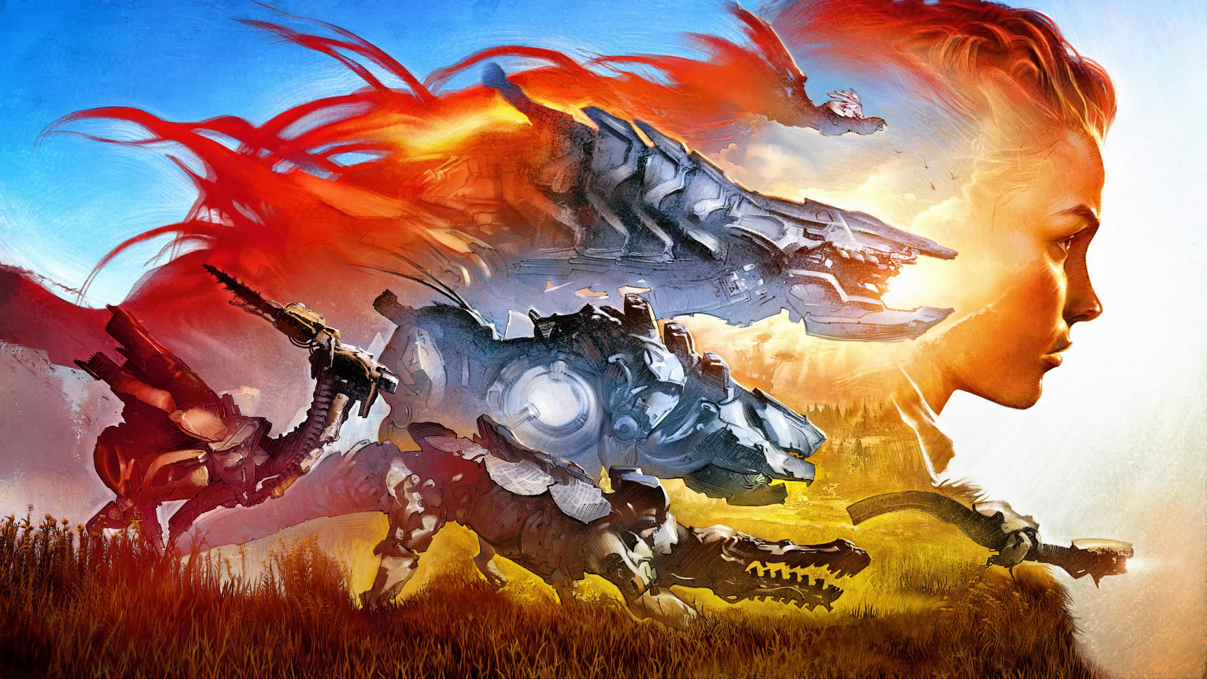 Horizon  Zero  Dawn  Cover  Art  Machines  Aloy  4K  Live  Wallpaper