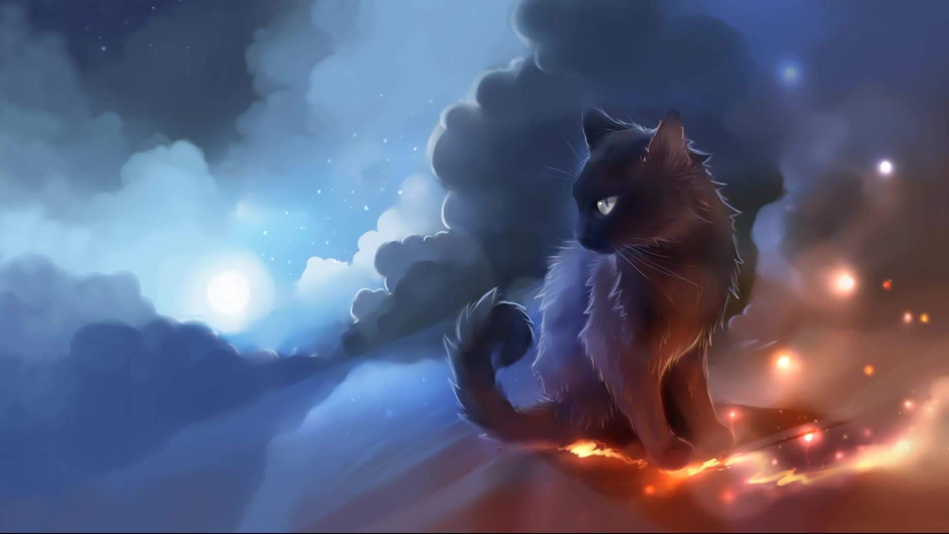 Fantasy  Cat  Stars  Live  Wallpaper