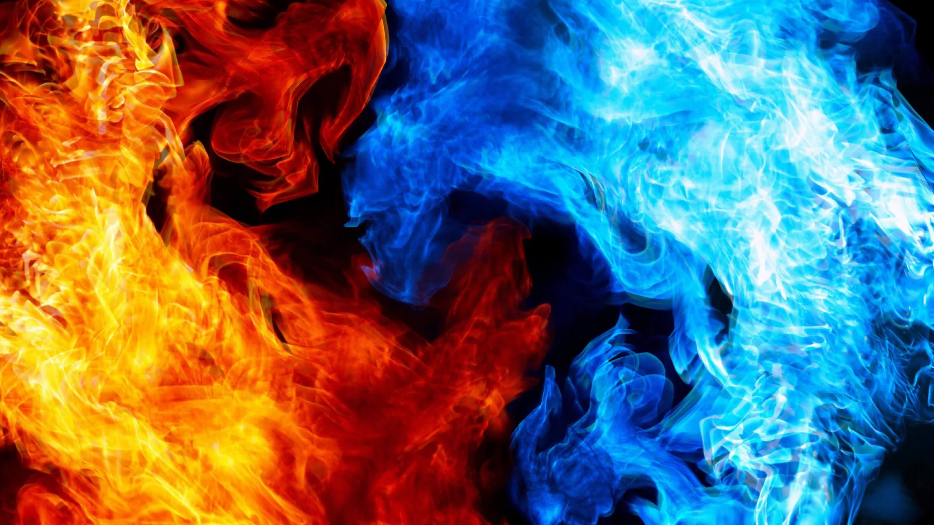 Red  Flame  Blue  Fire  4K  Abstract  Artwork  Live  Wallpaper