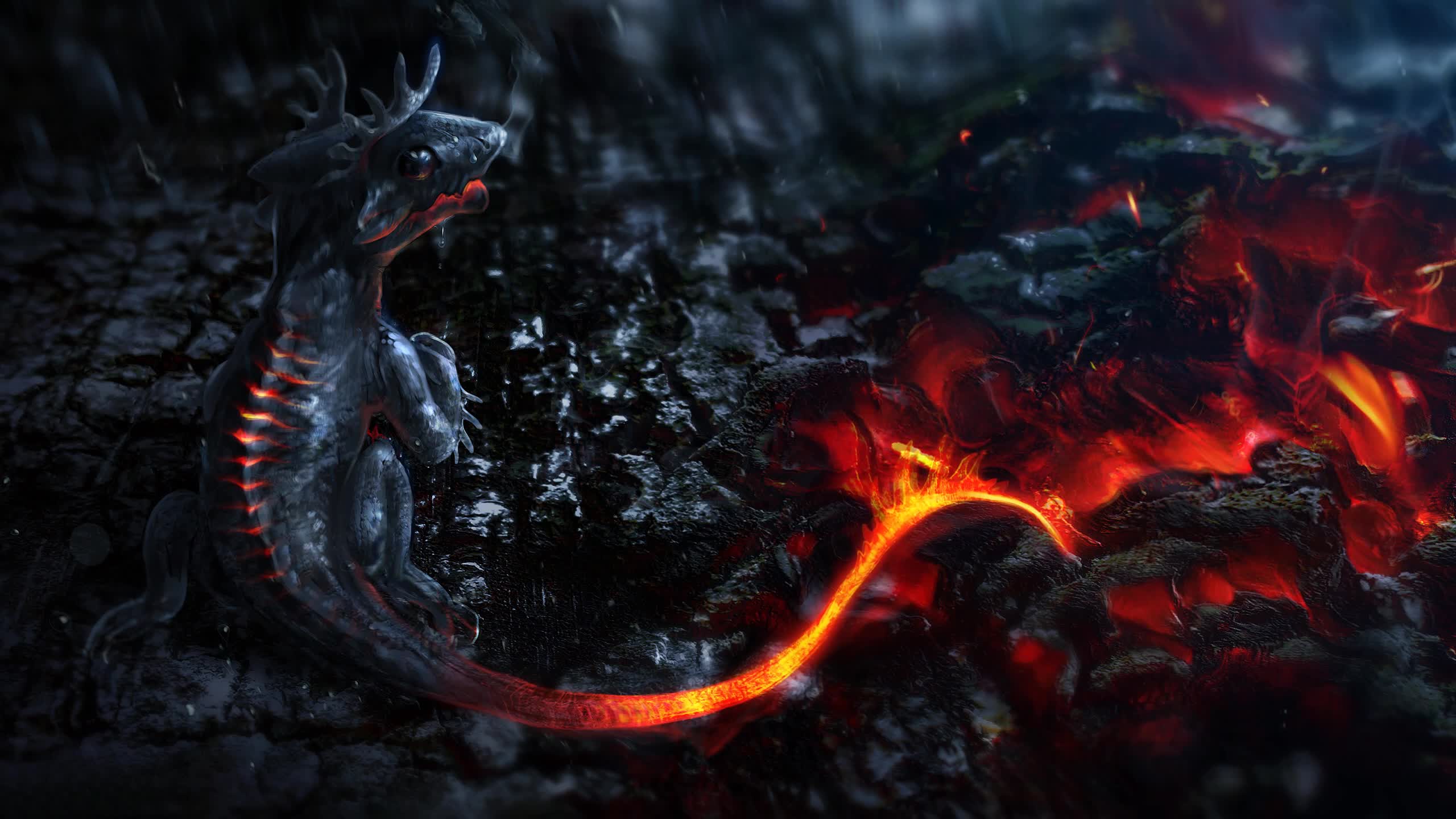 Baby Dragon Lava 2K Live Wallpaper