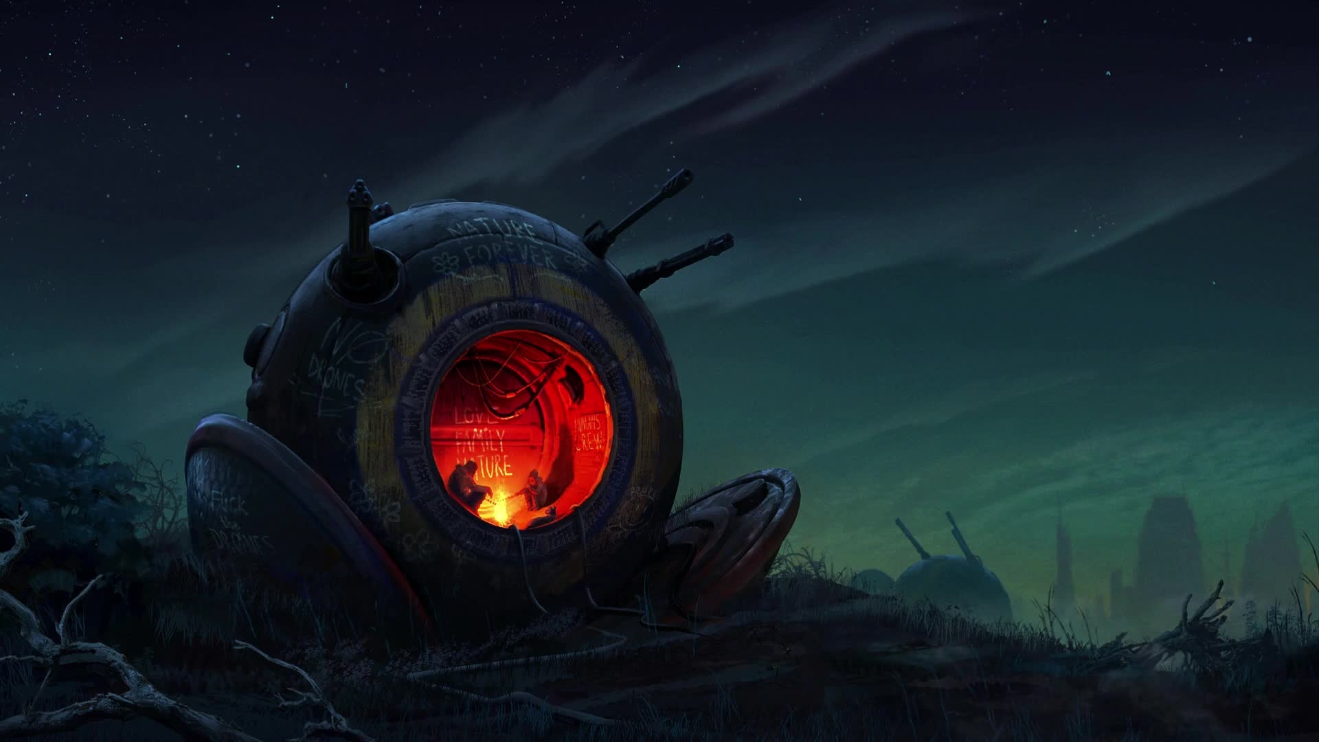 Post Apocalyptic Fireplace Live Wallpaper