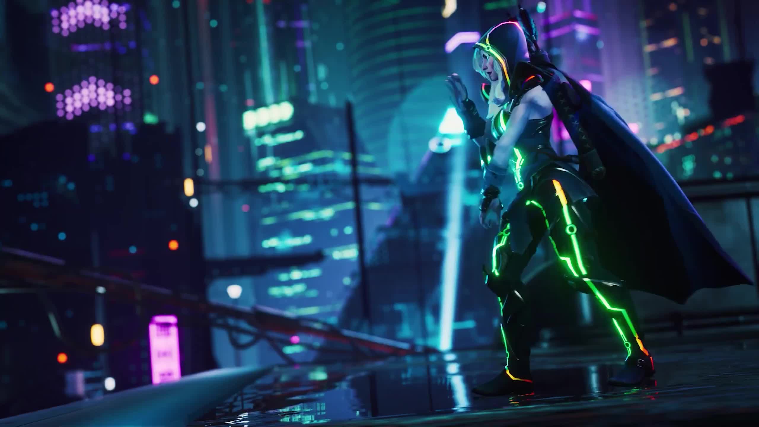 Cyberpunk Dota 2 Drow Ranger Dancing Live Wallpaper