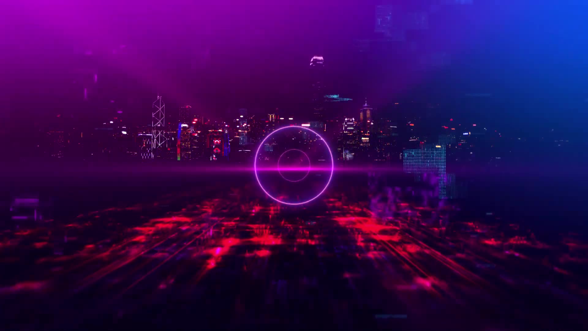 Cyberpunk Сity Digital Road Travel Looped 3D Animated Wallpaper