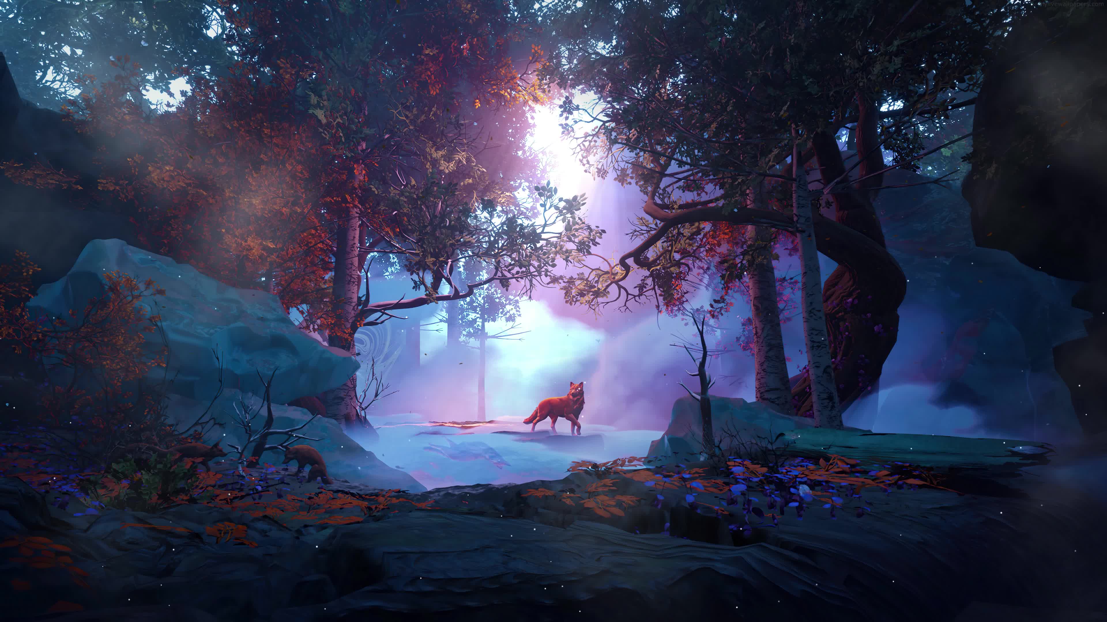 Falling Leaves Fox 4K Live Wallpaper