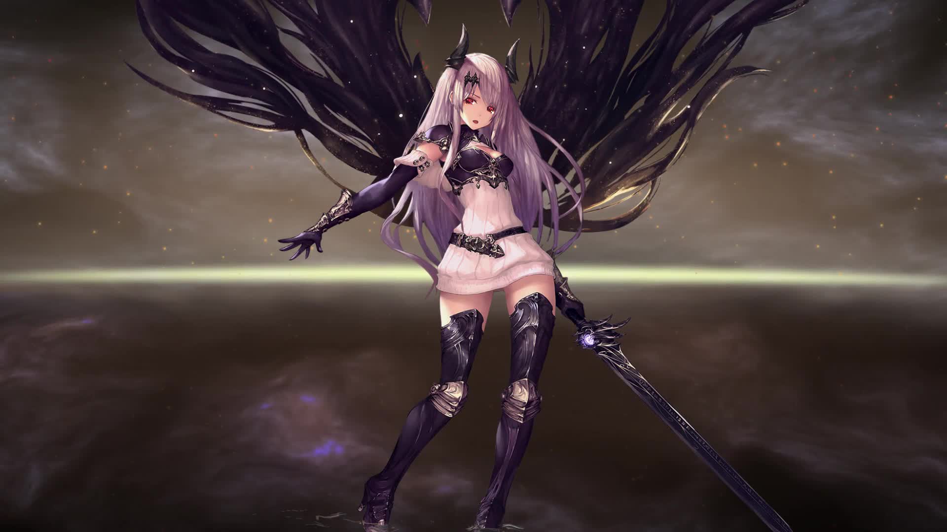 Shadowverse Arisa Black Winged ©Cybust Live Wallpaper