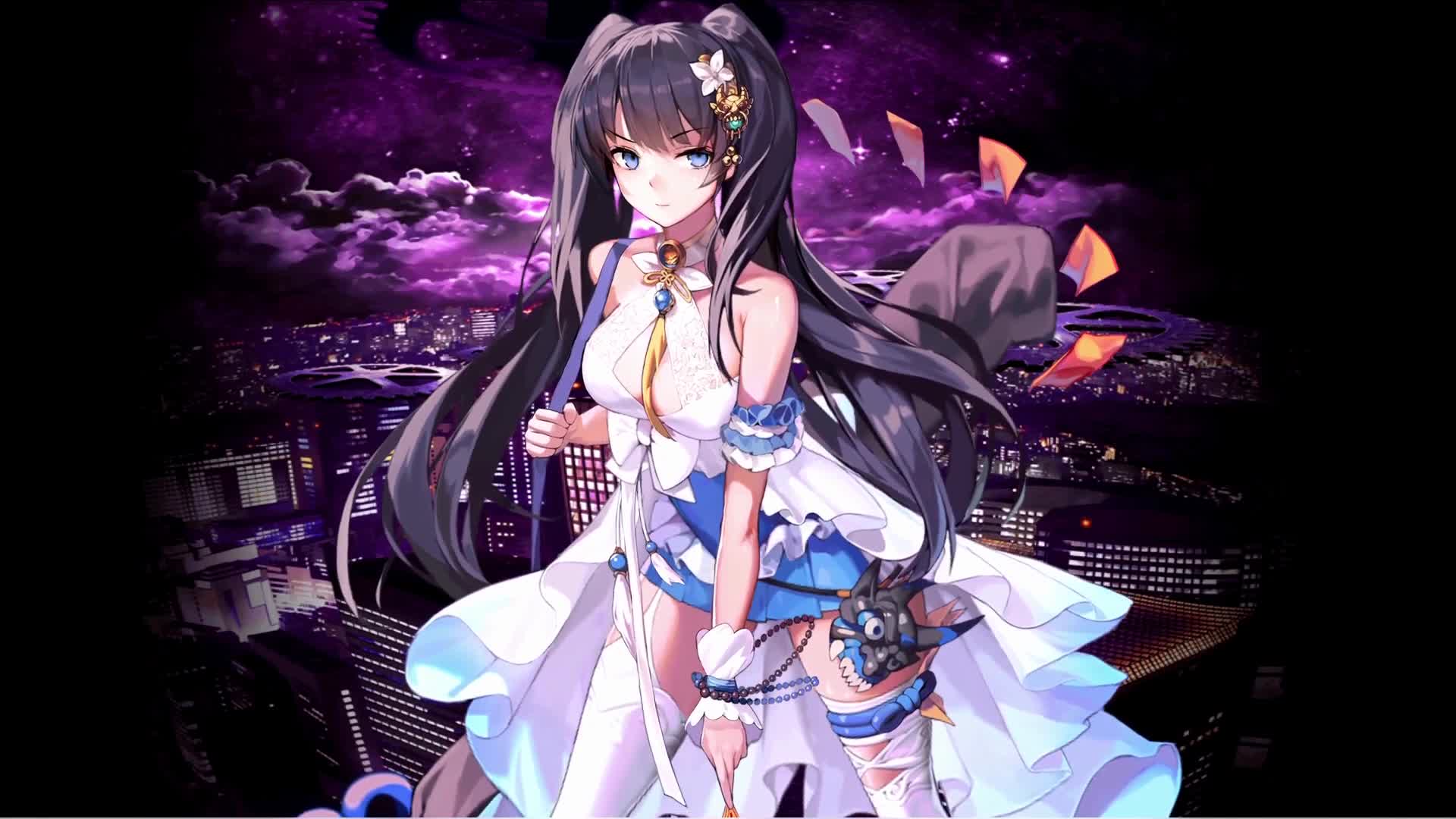 Game Destiny Child 命運之子 Cute Long Hair Girl With Cards Live Wallpaper