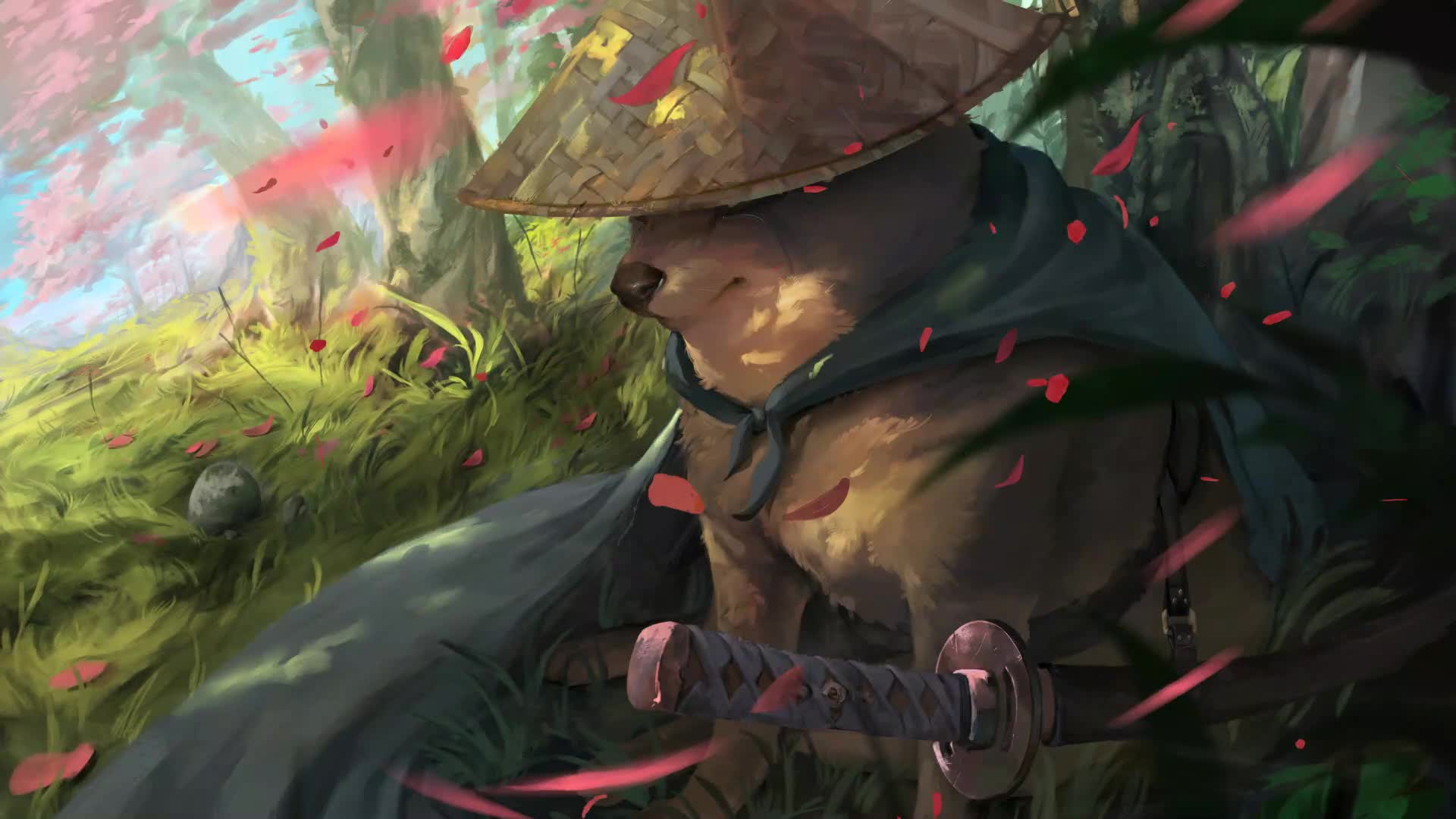 Samurai Doge Dog Animated Wallpaper