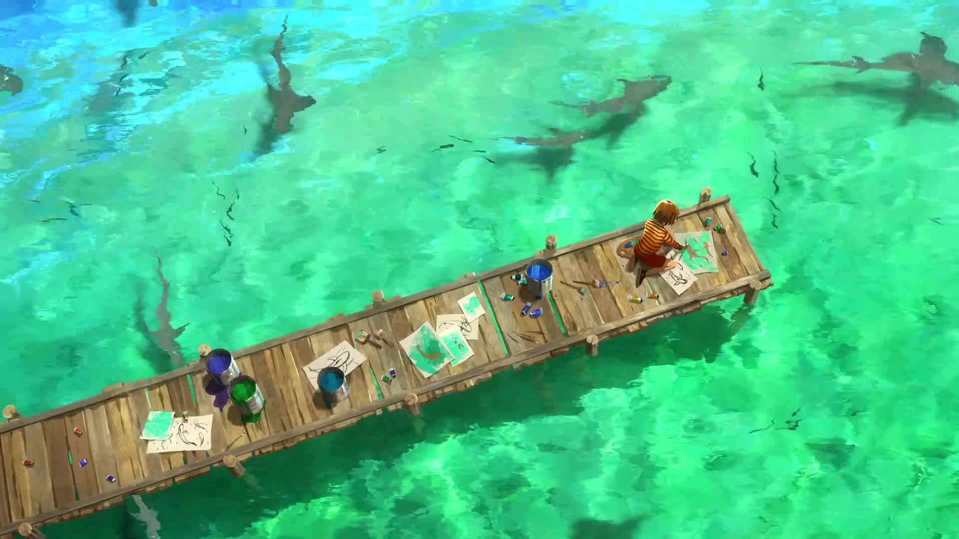 Painting the Shark 画鲨鱼 Animated Wallpapers