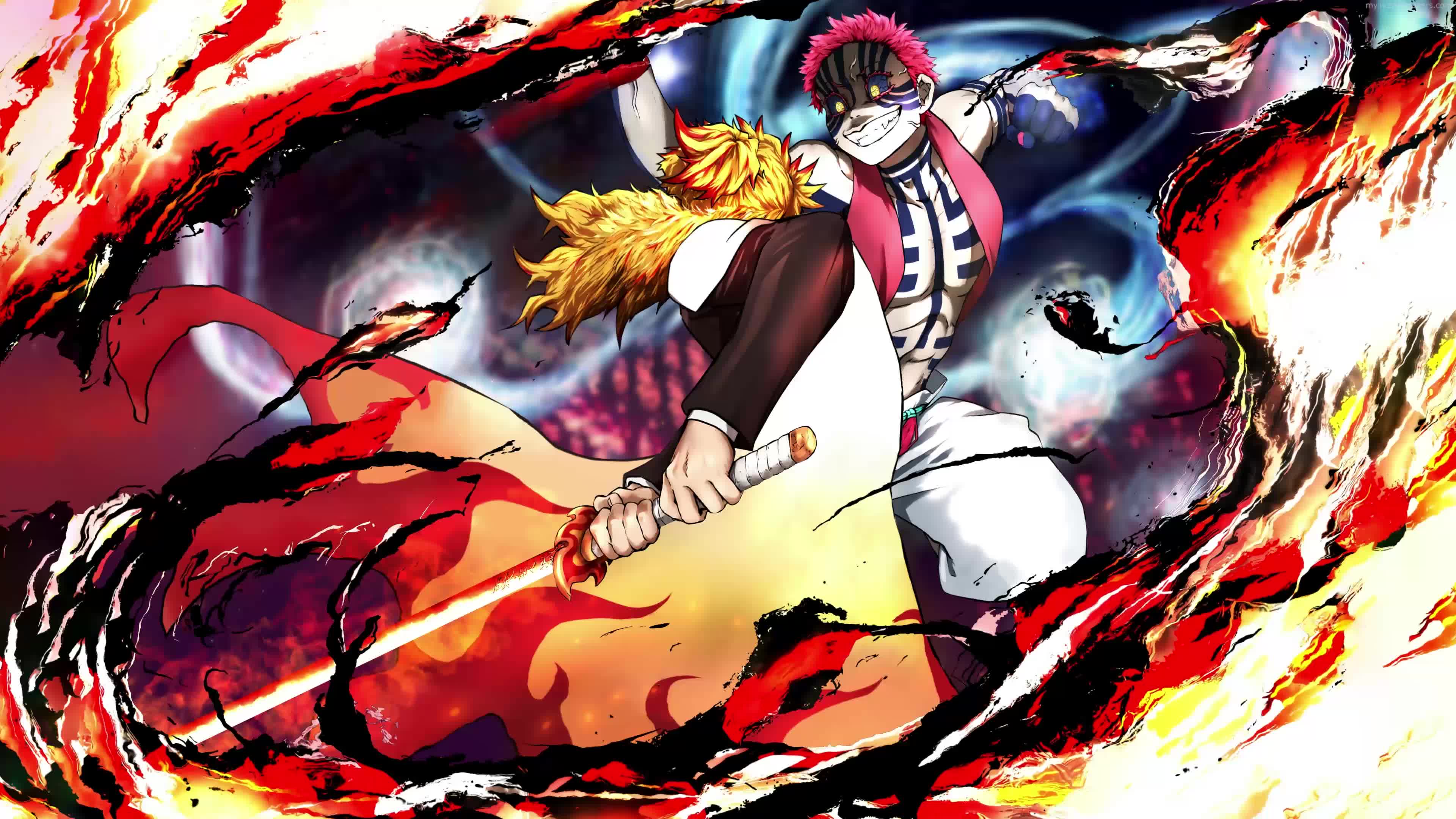 Anime Kyojuro Rengoku Vs Akaza 4K Live Wallpaper