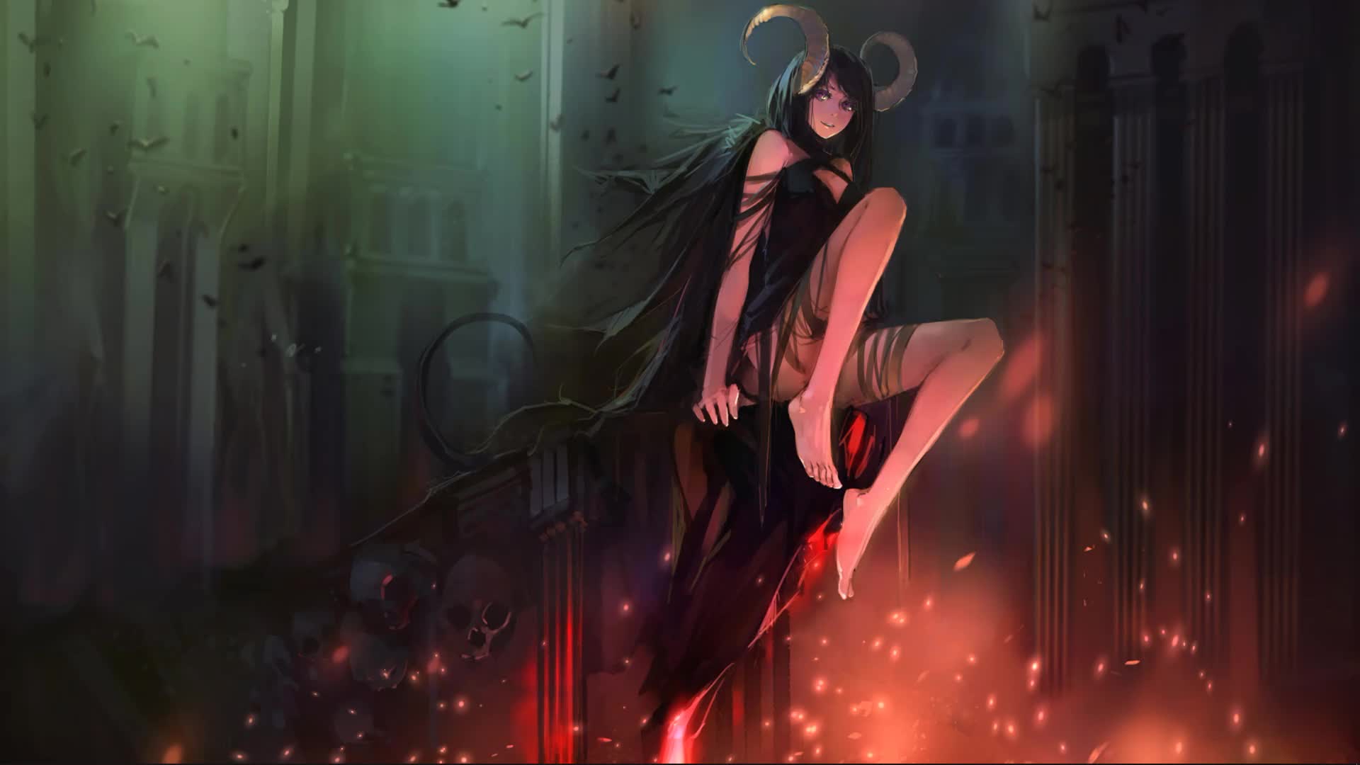 Cute Demon Girl Barefoot Live Wallpaper