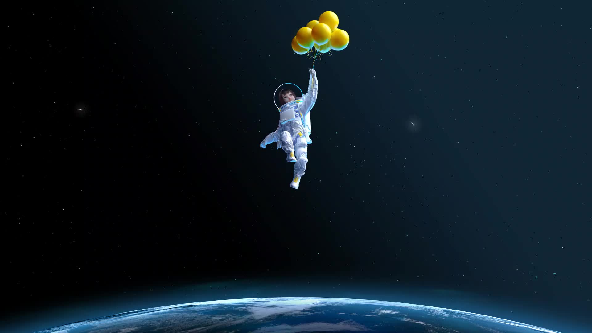 Space Girl With Balloons Live Wallpaper