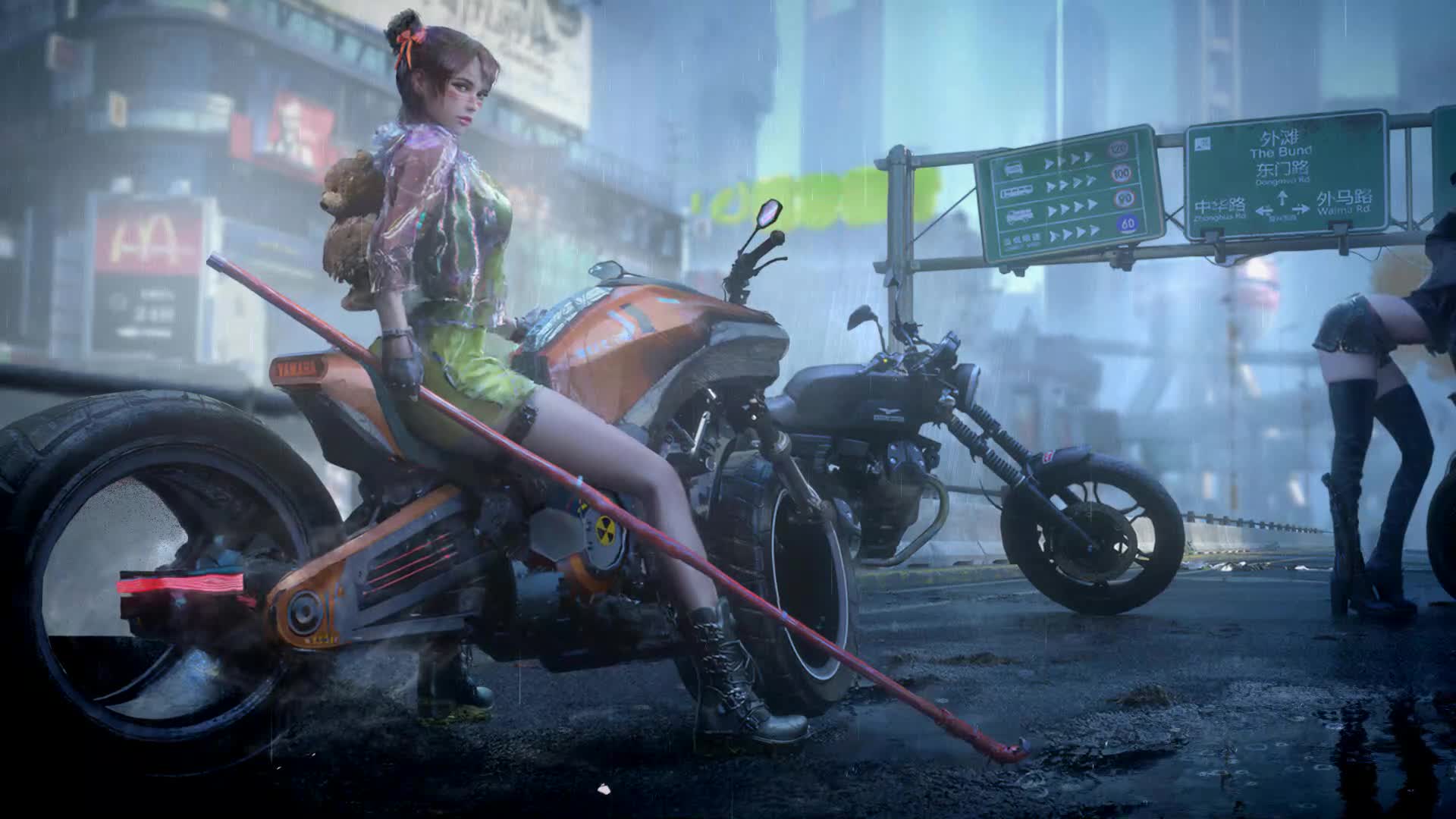 Cyberpunk Bykes And Girls Live Wallpaper