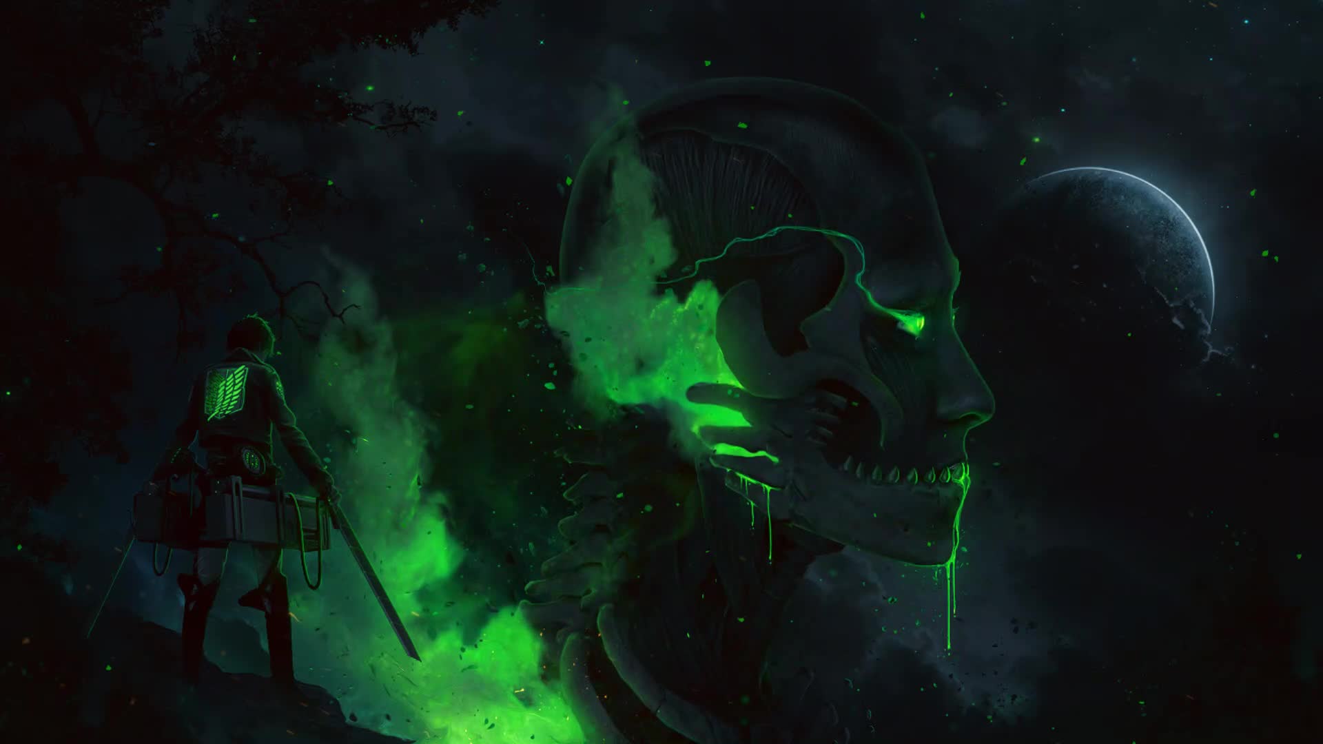 Anime Attack on Titan Green Live Wallpaper