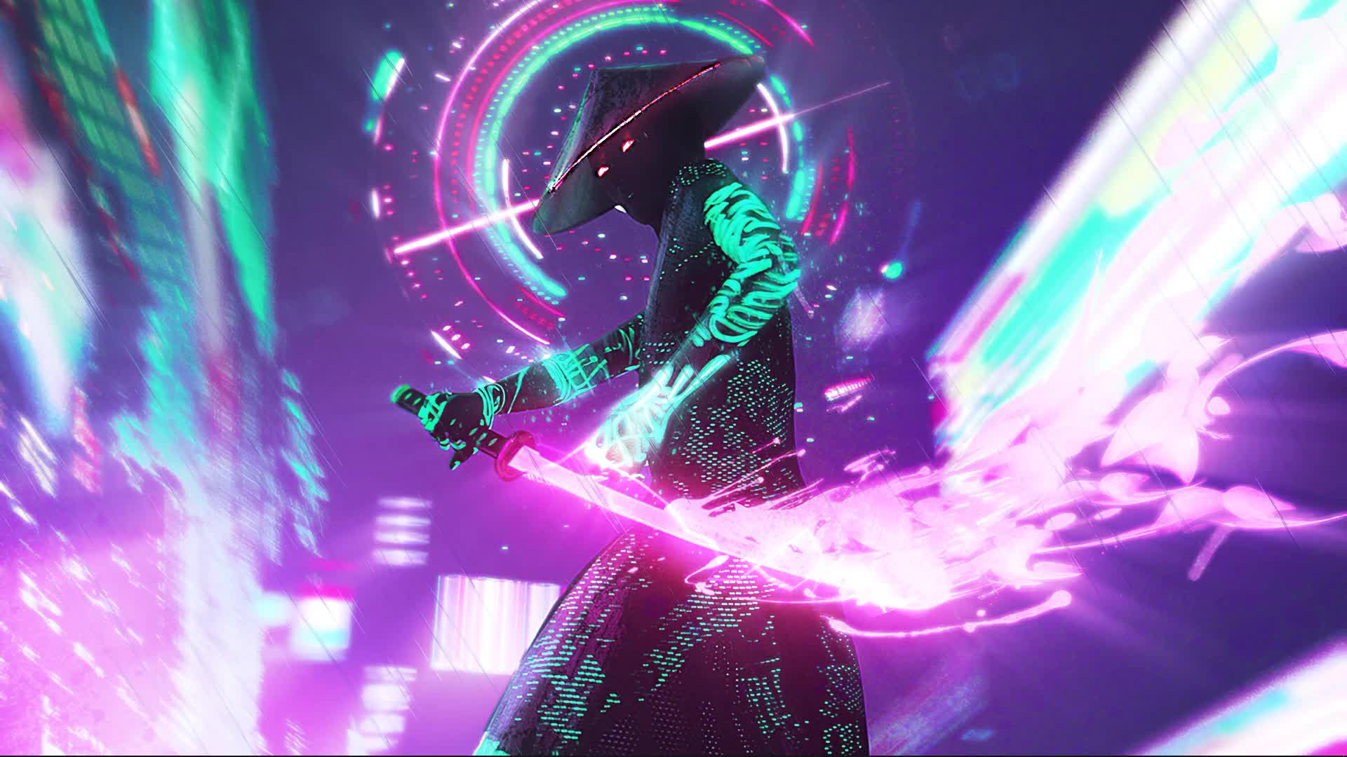 Neon Samurai Live Wallpaper