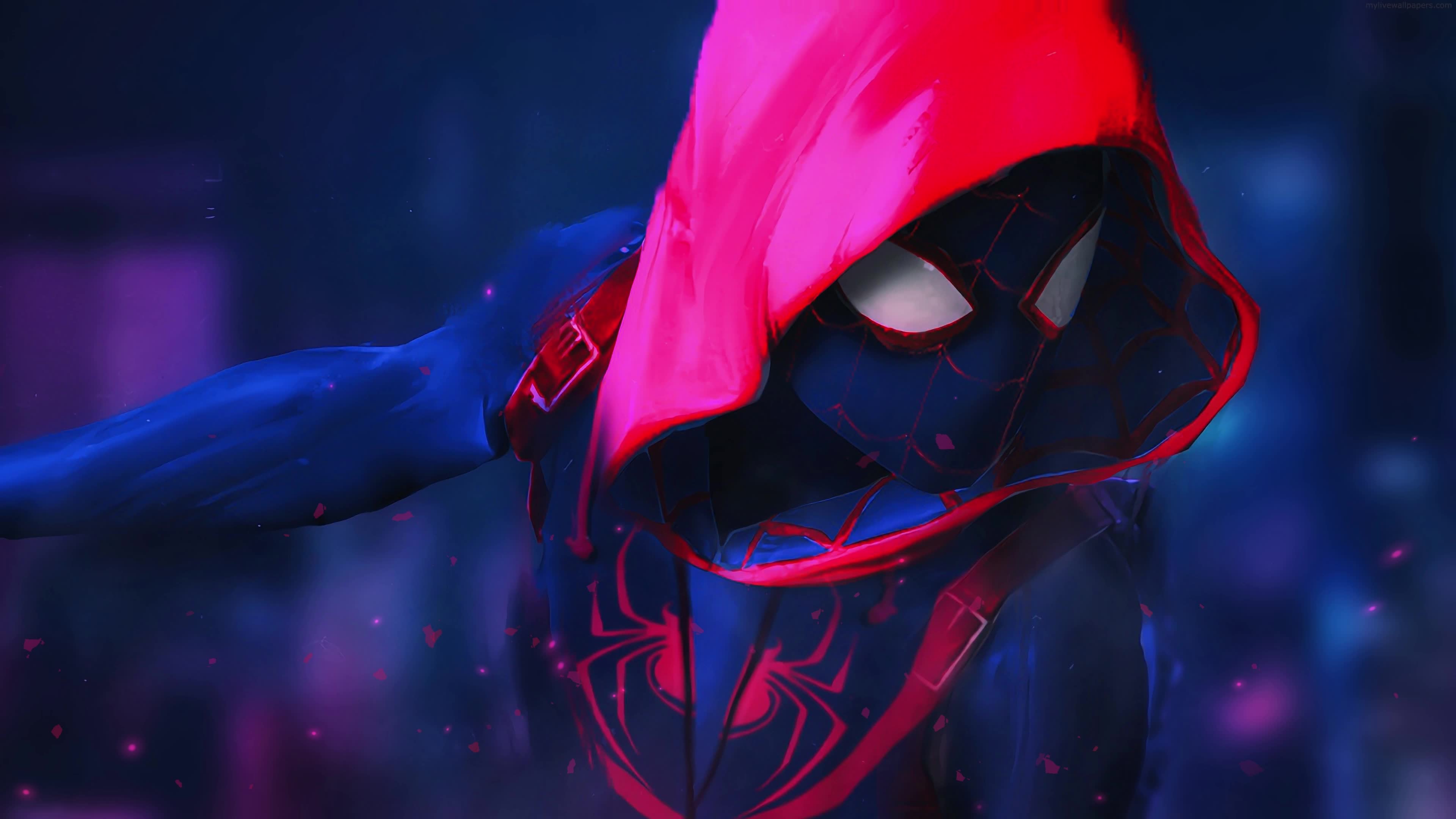 Marvel Spiderman With Hooded Suit 4K Live Wallpaper