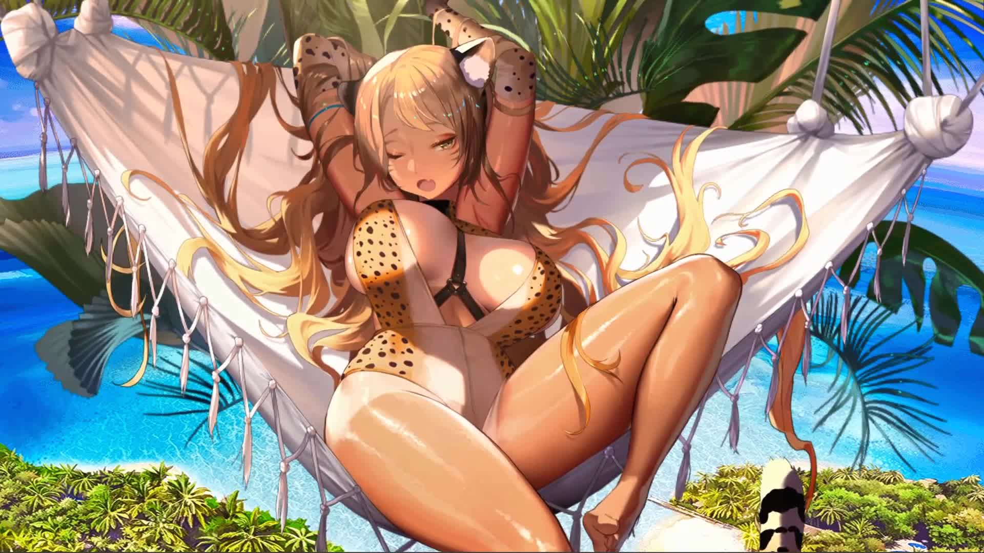 Wery Cute Kitty Girl in Summer Live Wallpaper