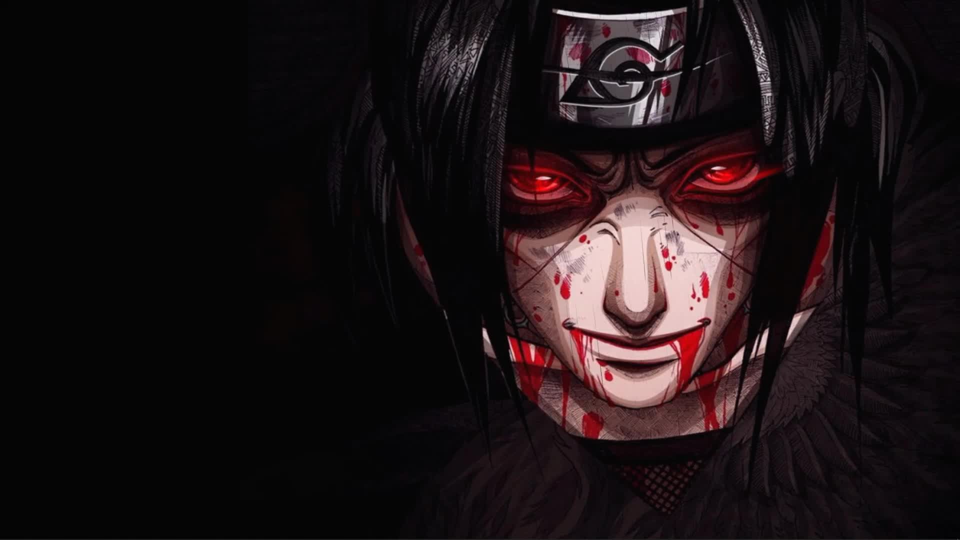 Itachi In Black Background With Rain Naruto Anime Live Wallpaper