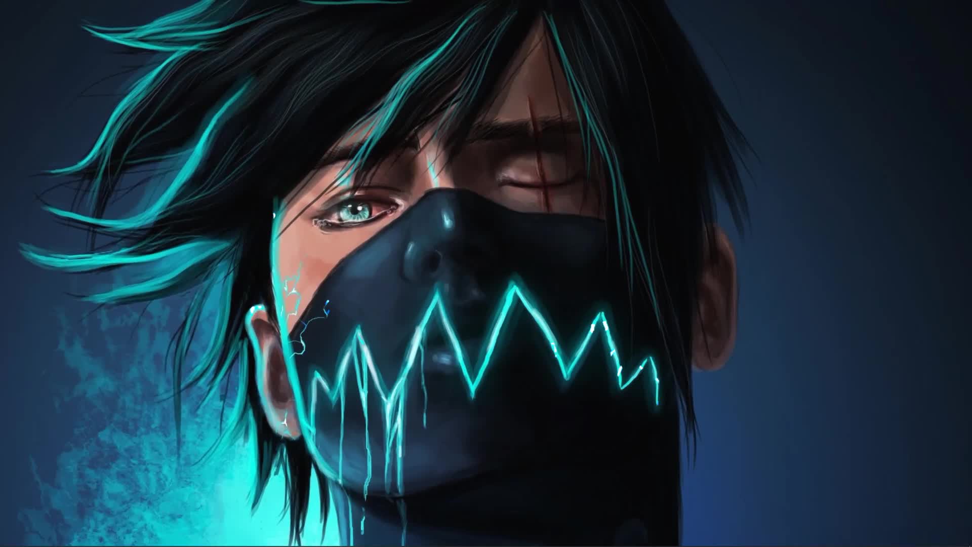Green Hair Man With Mask Live Wallpaper