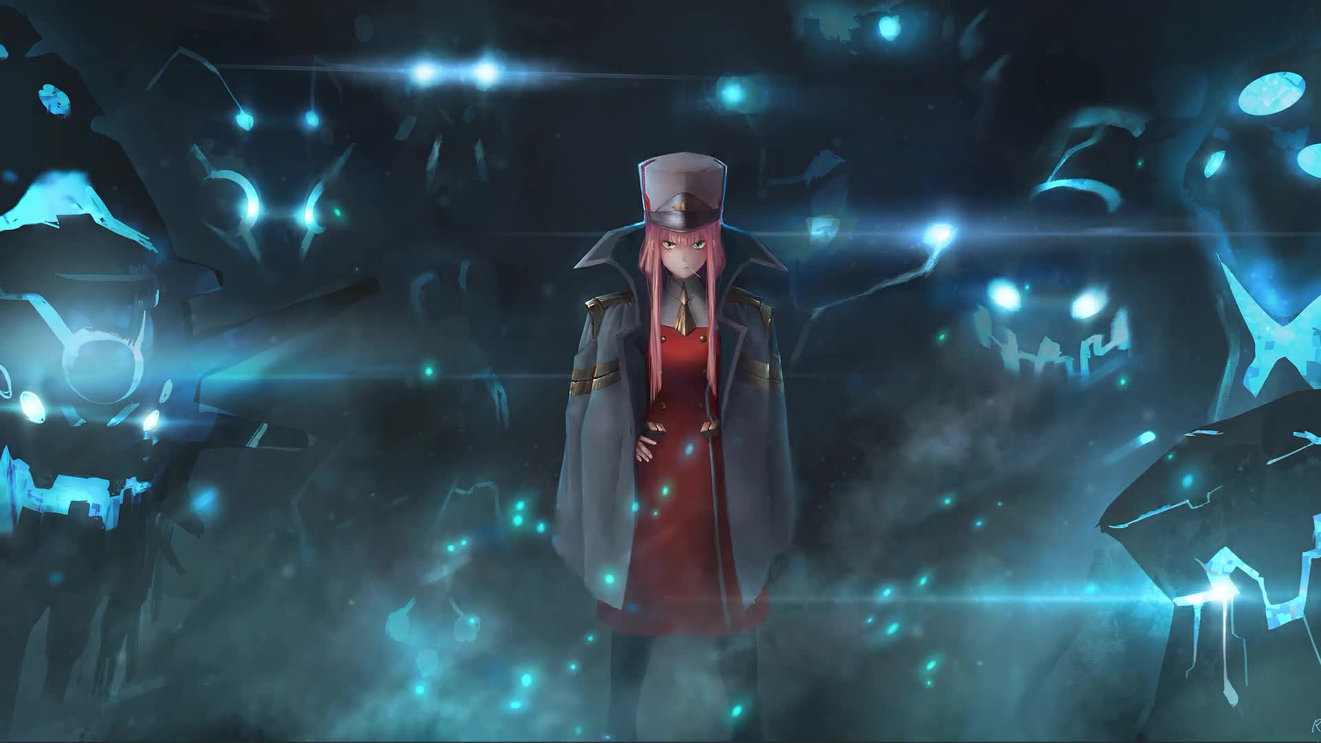 Zero Two Girl And Shadow Monsters Anime Girl Live Wallpaper