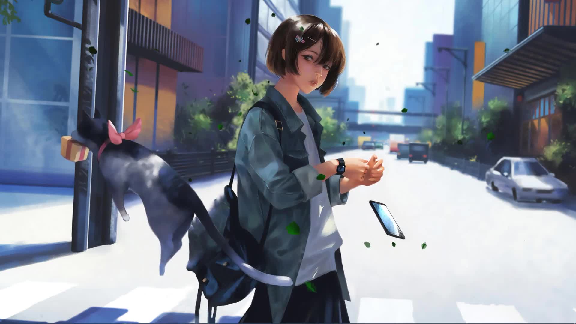 Cat Floating Anime Girl Neko Live Wallpaper