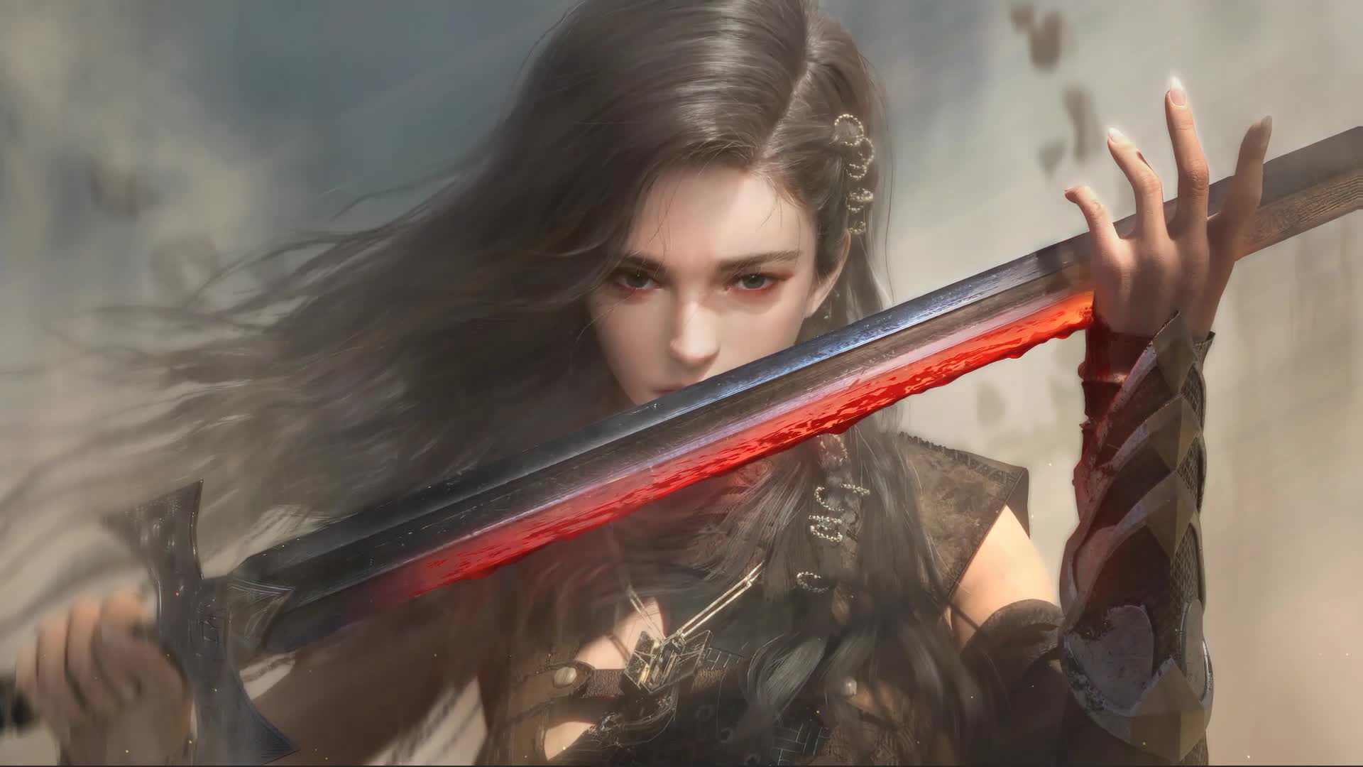 Fantasy Girl Bloody Sword Live Wallpaper