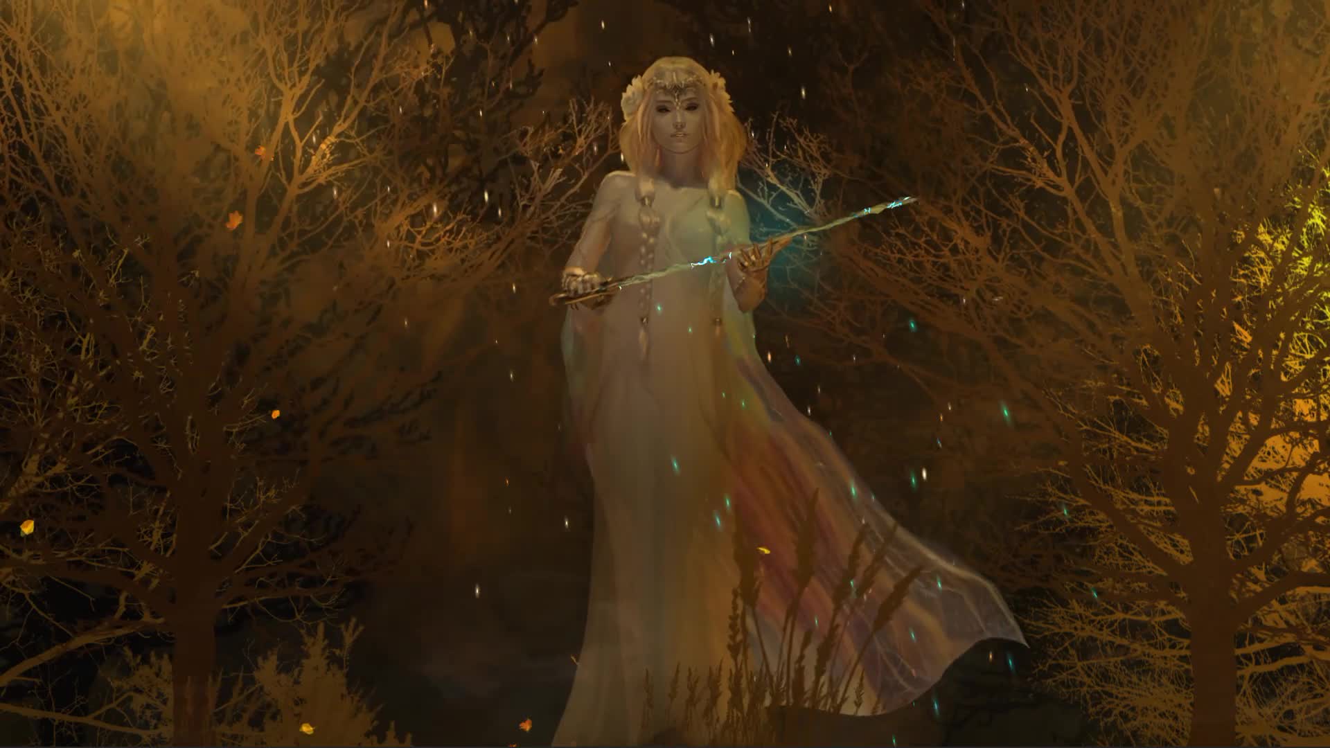 Elden Trees Girl With Sword Animated Live Desktop