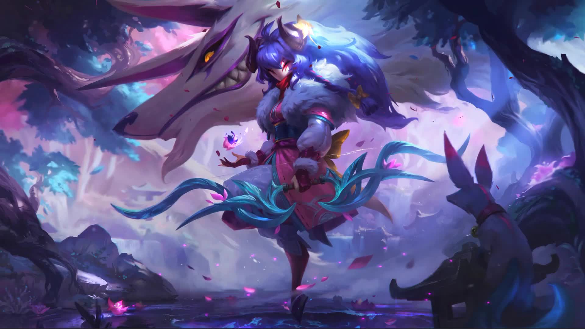 Animated Kindred Spirit Blossom Anime Blue Live Wallpaper