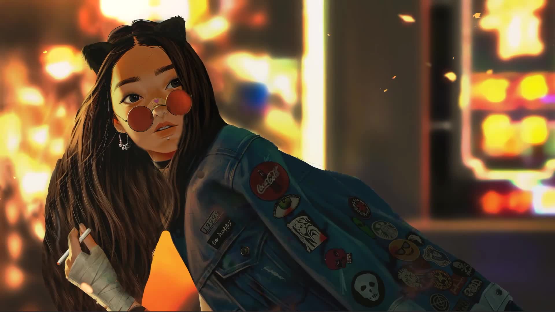 Cute Girl Smoking Cartoon Live Wallpaper