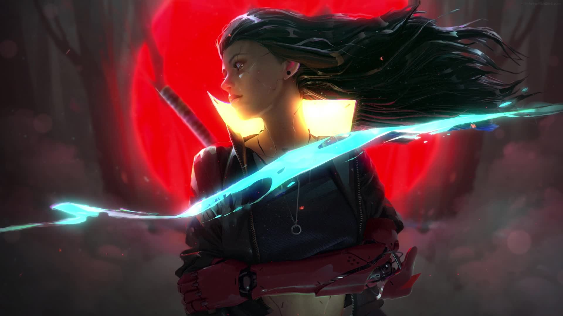 Windows and macOS Cyberpunk Girl Cyborg HD Live Wallpaper