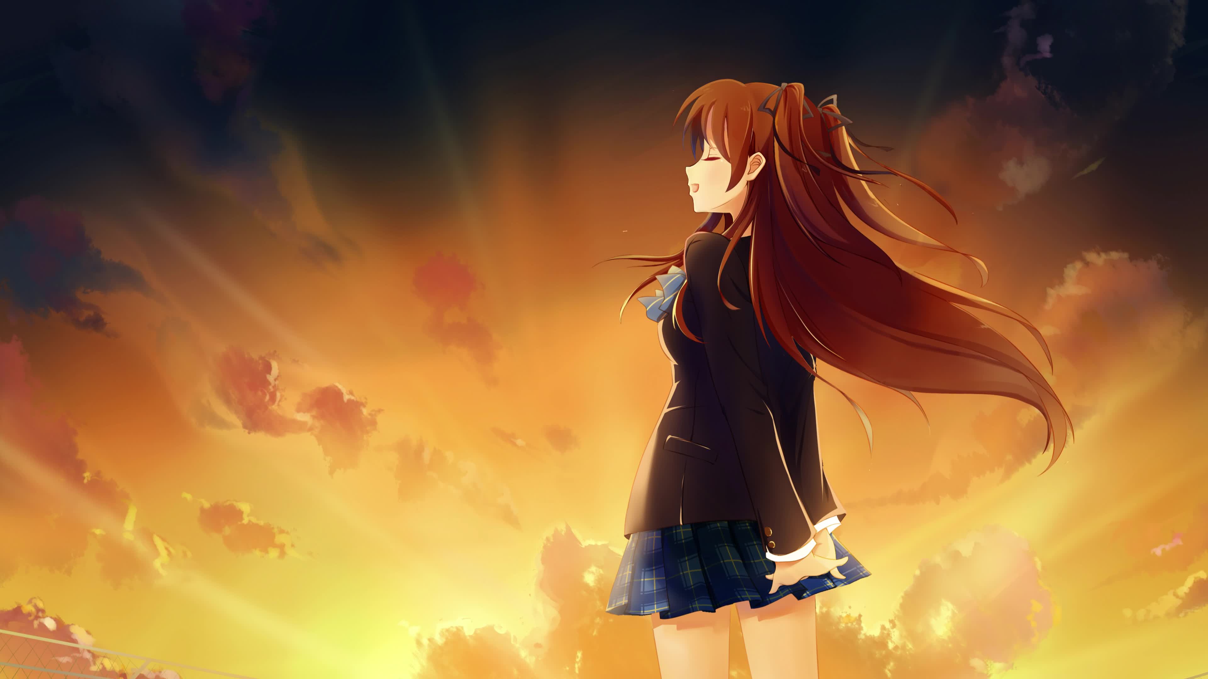 Setsuna Ogiso at Sunset Anime 4K Live Wallpaper