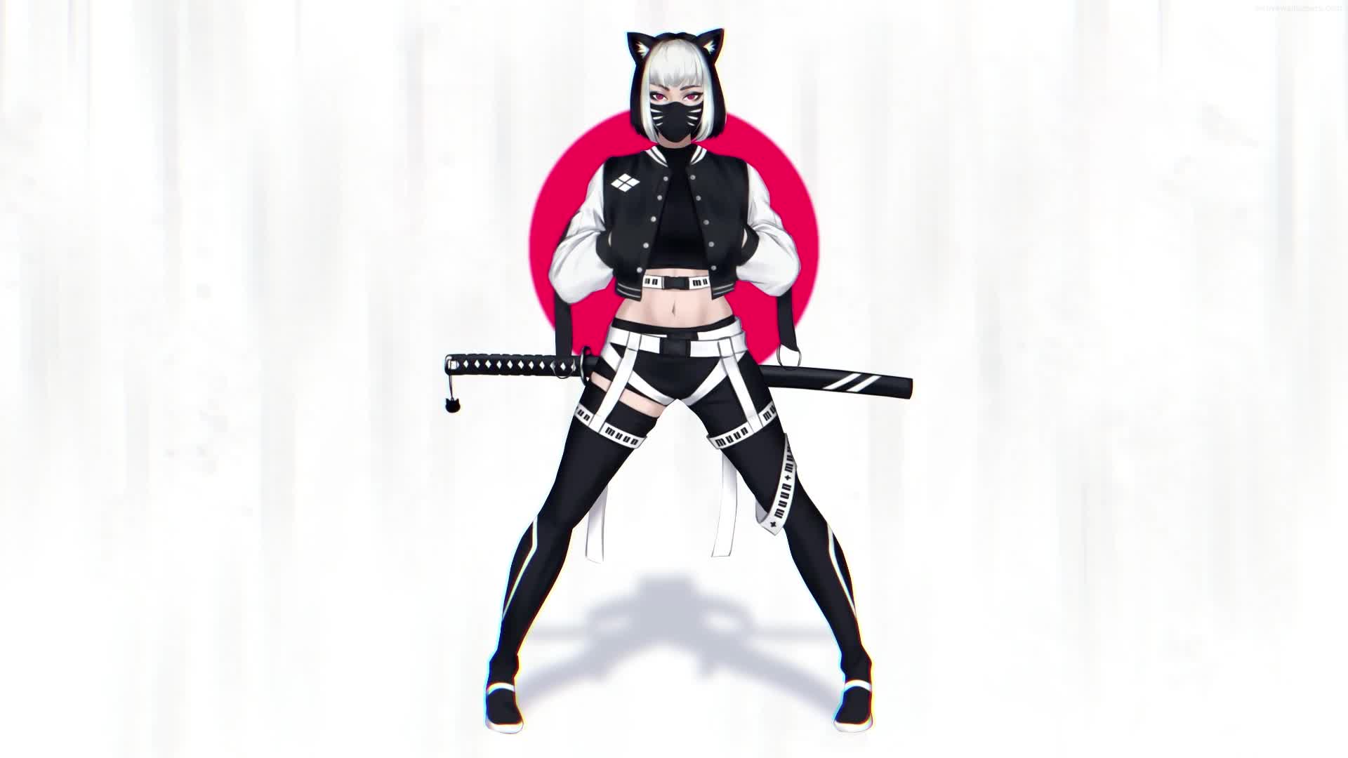 PC Animated Black White Urban Samurai Live Wallpaper