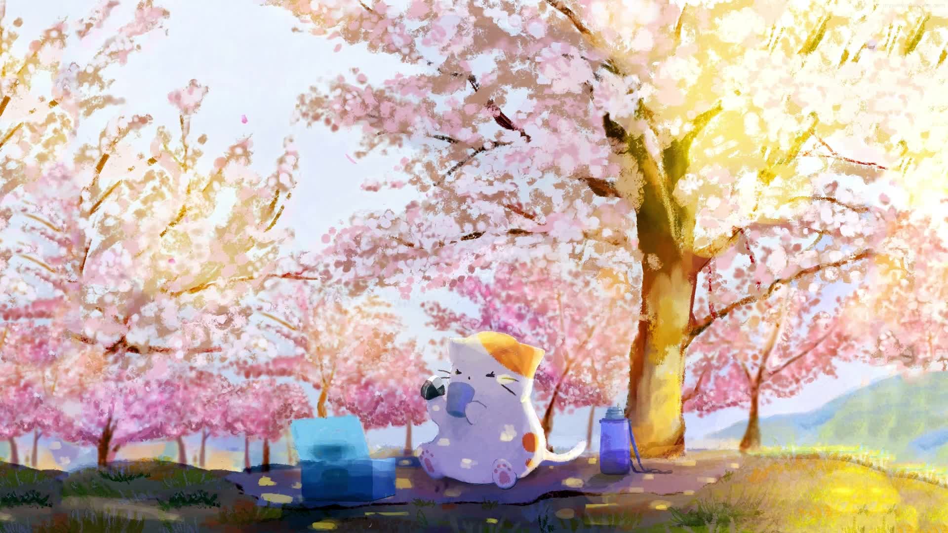 PC Animated Cute Picnic Cat Live Wallpaper