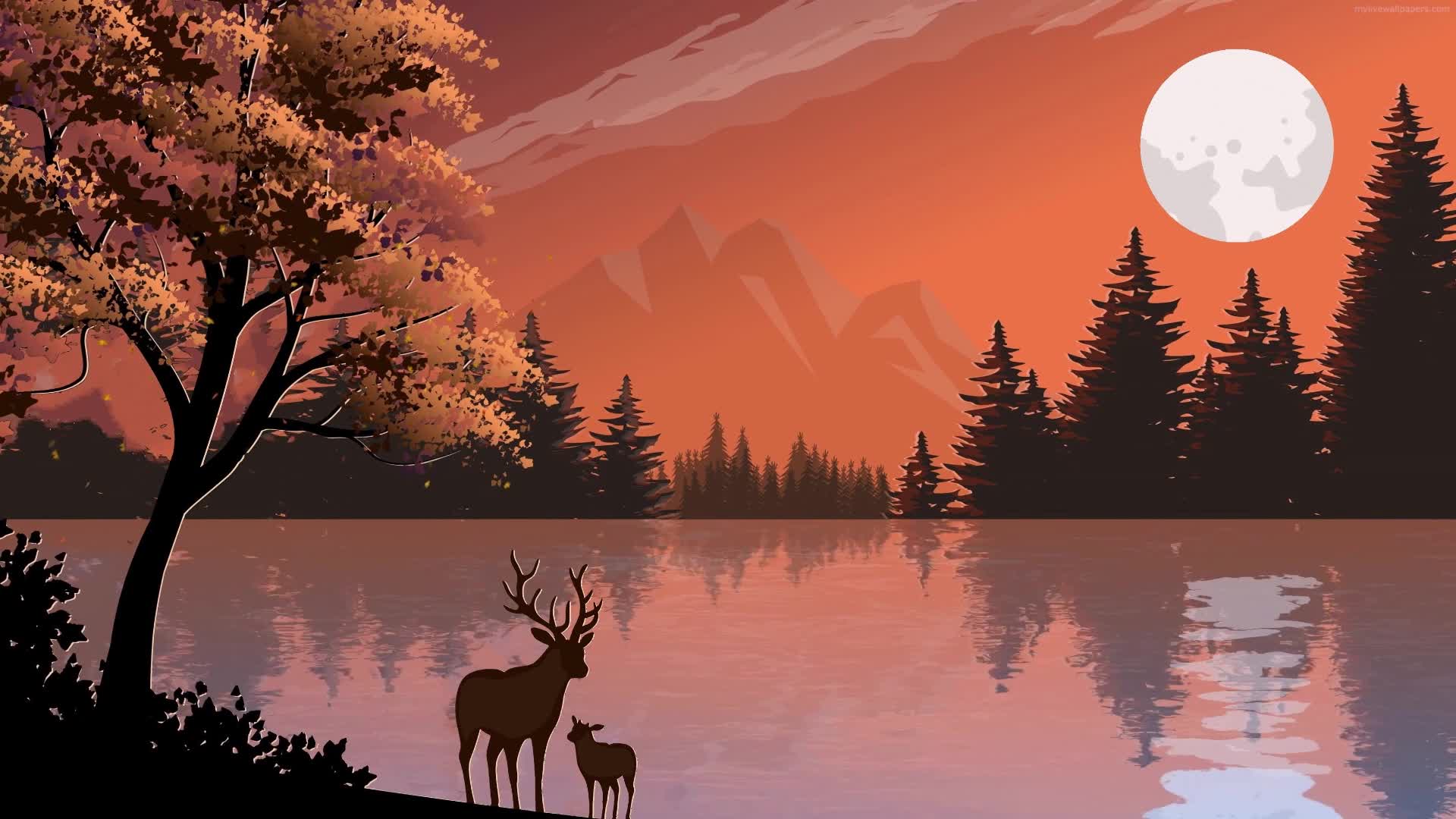PC Animated Deer and Fawn Live Wallpaper live wallpaper