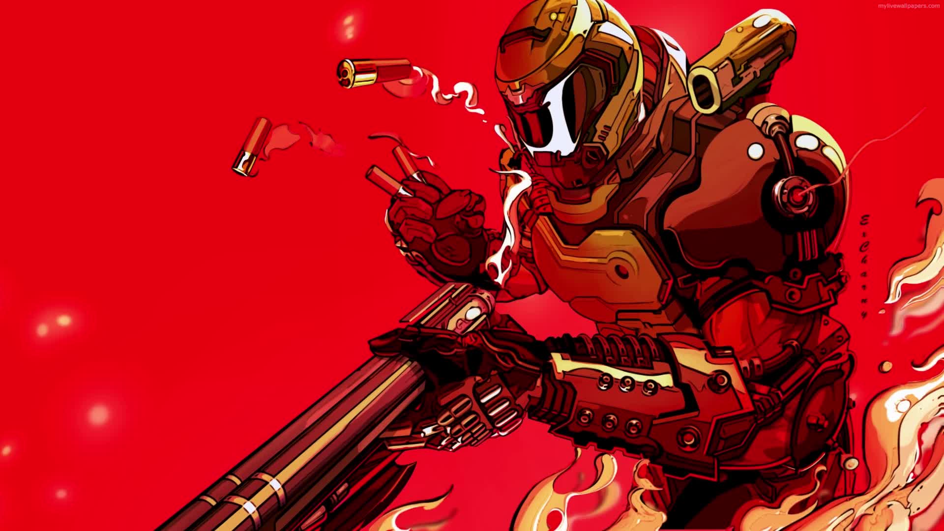 PC Animated Doom Slayer Shotgun Live Wallpaper